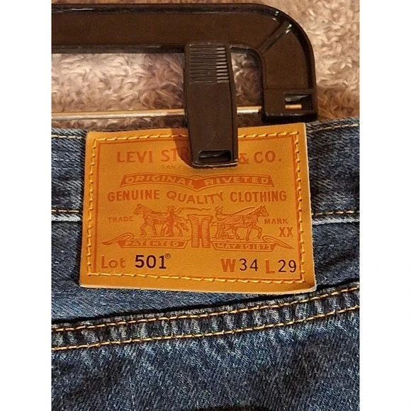 Levis 501 Original Mens Straight Leg Jeans Blue Denim 34x29 NWT Workwear Casual - Picture 6 of 15